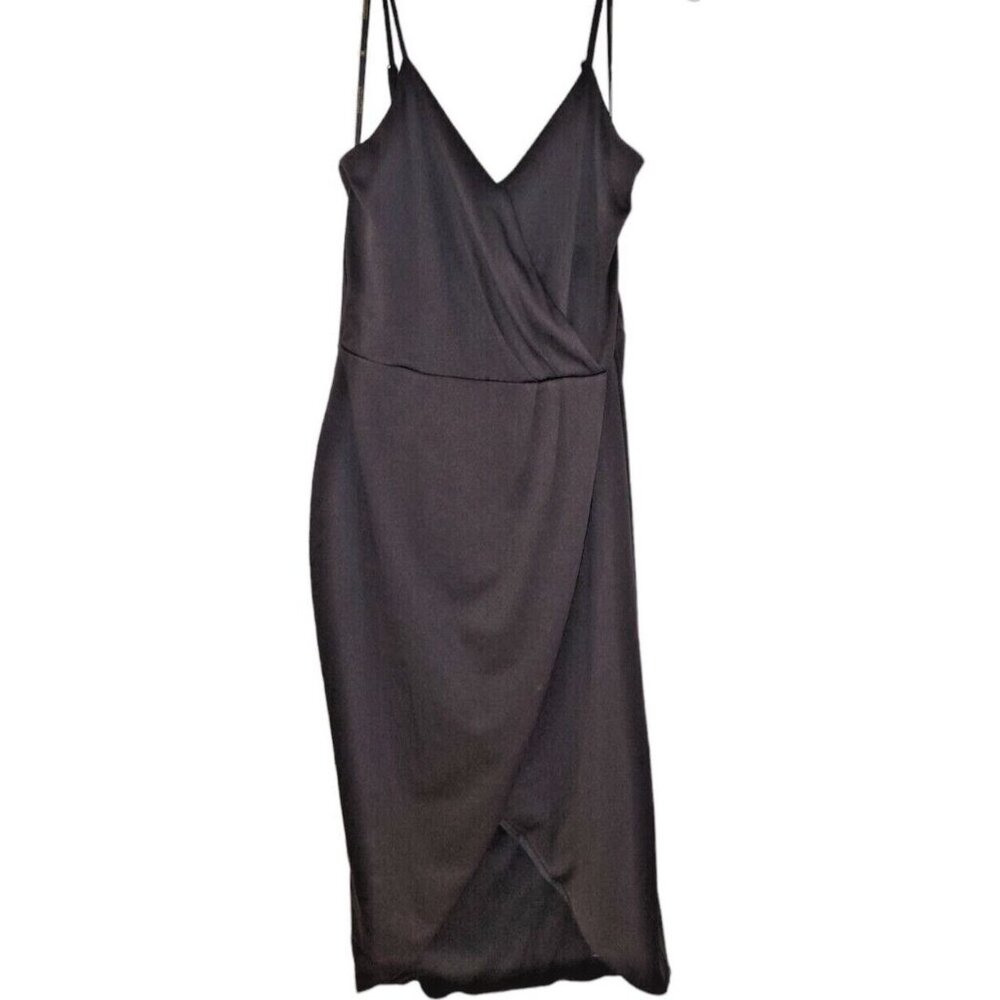 Kardashian Kollection Sleeveless Black Wrap Dress New Women's Med V-Neck